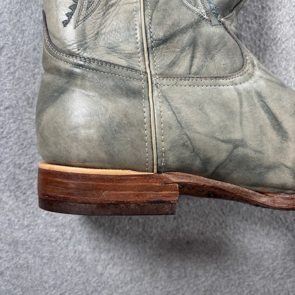 Aguila Real Western Cowboy Boots Mens Size 10 Gray Distressed Leather Square Toe - Picture 10 of 16